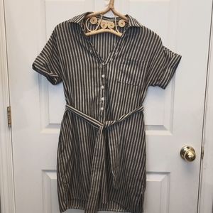 ⭐️Love notes white and black striped shirt dress size S 100% cotton